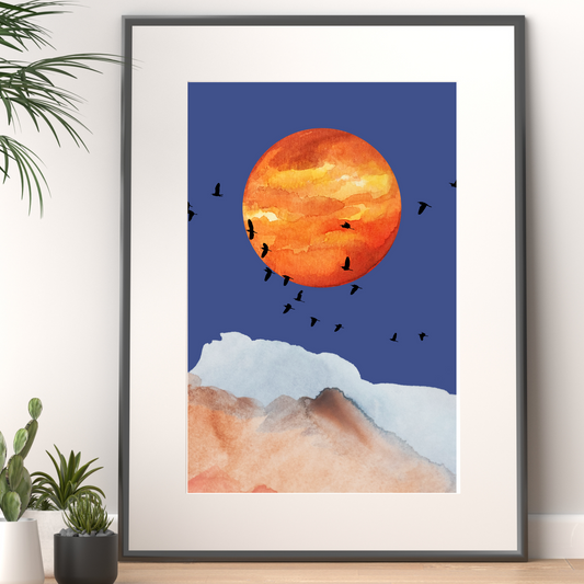 Sunrise Art Print, Sunset Artwork, A3/A4/A5 Sizes