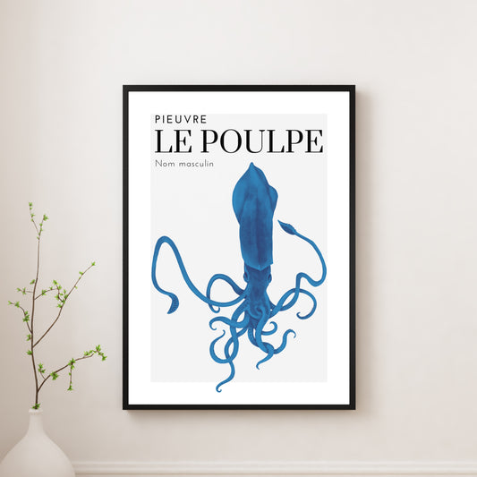 Le Poulpe, Dark Blue, Art Print, A3/A4/A5 Sizes