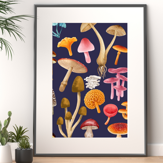 Mushroom Fungi Art, Fungus Kitchen Art, A3/A4/A5 Sizes
