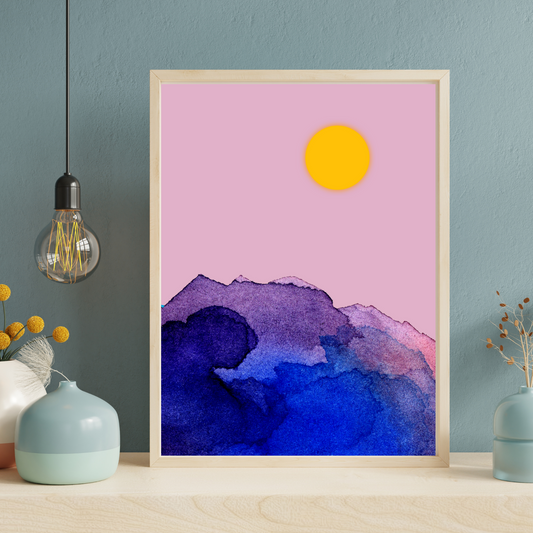 Pink Landscape Print, Sunrise Artwork, A3/A4/A5 Sizes