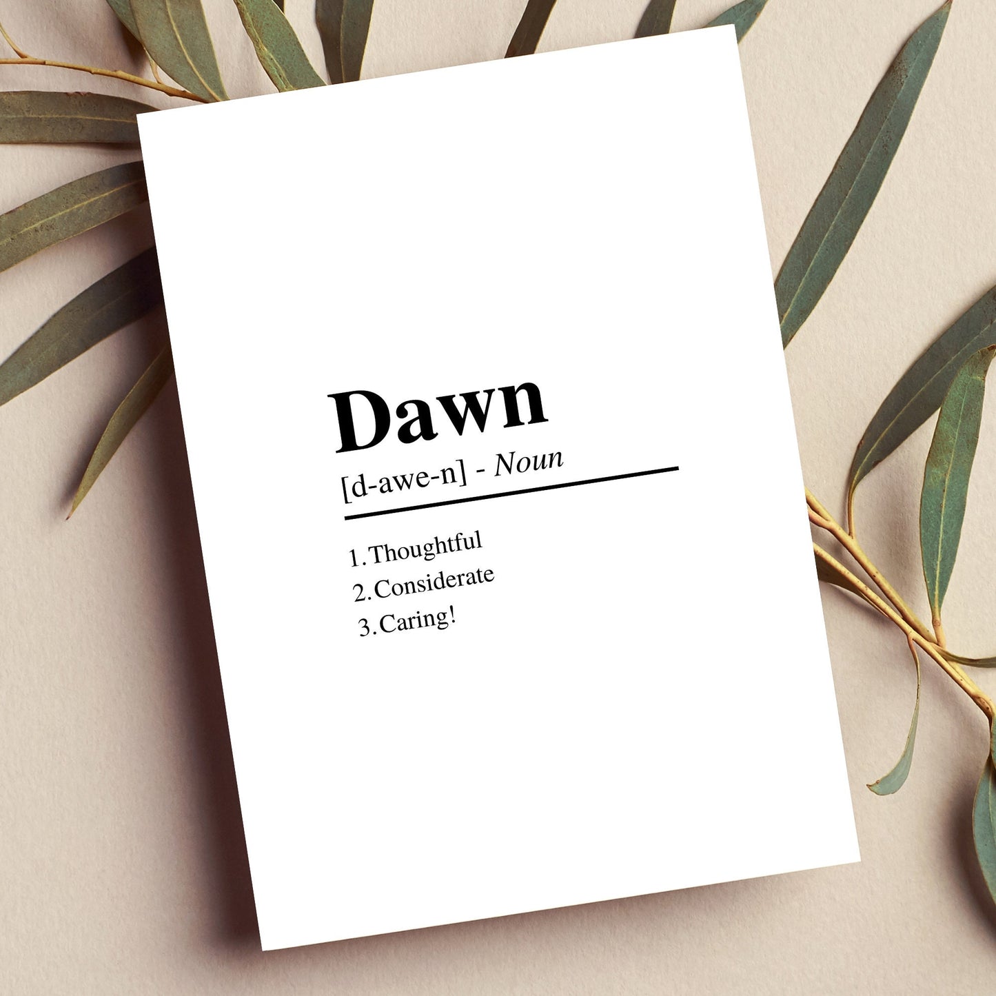 Personalised Card: Personal Name, Dictionary Style Card