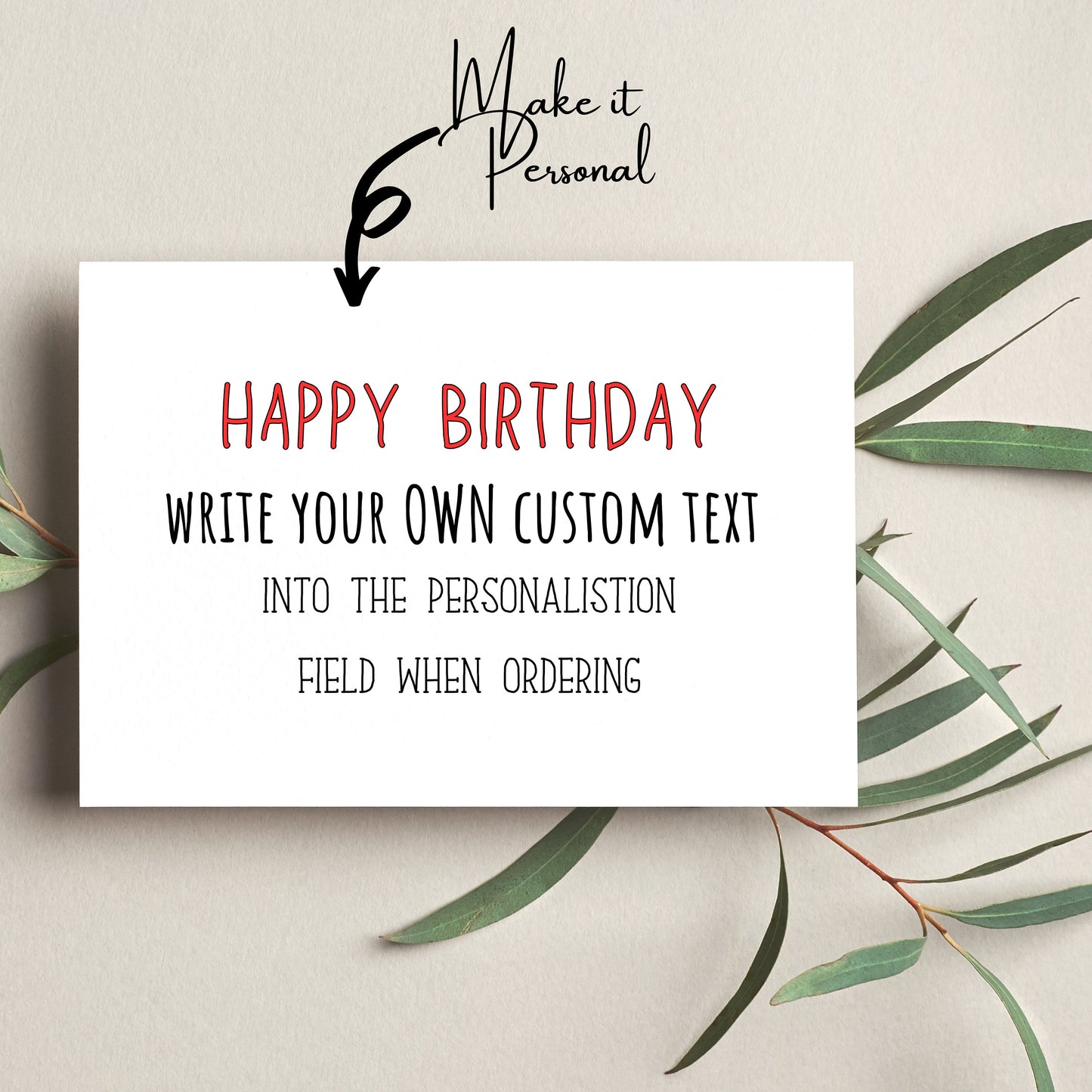 Custom Text Card: Fun Font, Great For Family!